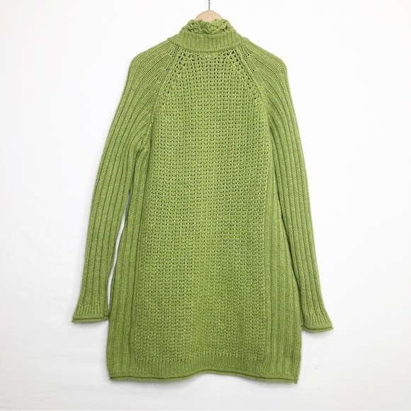 Sundance medium green cable knit, chunky lambswool Cardigan. - Picture 2 of 13
